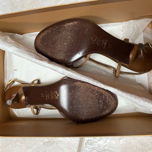 Gorgeous Italian bronze evening shoes! Size 35 (5-5.5). Satin and crystal stones - Picture 3 of 7